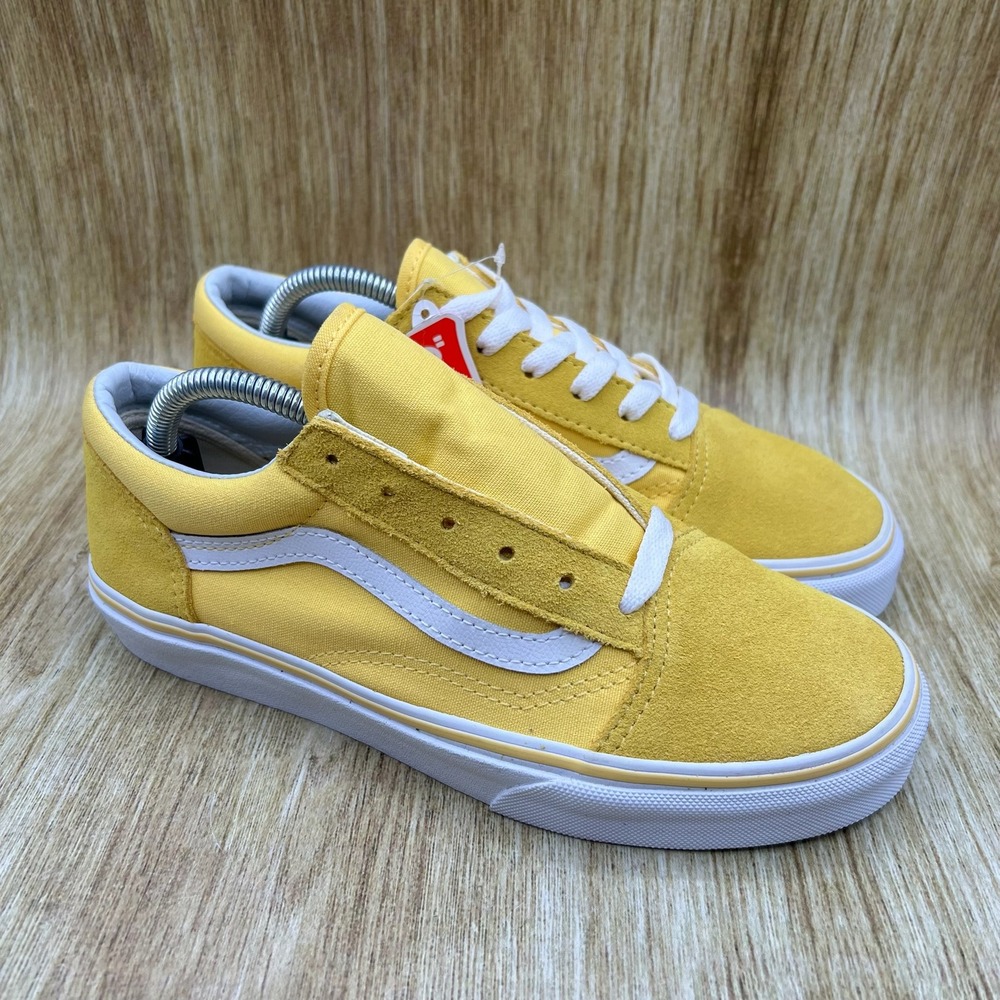 Vans Old Skool Womens Size 6.5 Yellow White Suede Canvas Low Top Skate Shoes NEW